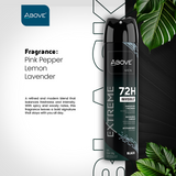Antiperspirant Spray Above Men Extreme Black Protection Dry and Long-Lasting 72h 5.07 fl oz