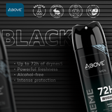 Antiperspirant Spray Above Men Extreme Black Protection Dry and Long-Lasting 72h 5.07 fl oz