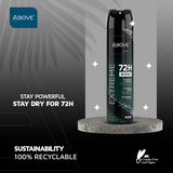 Antiperspirant Spray Above Men Extreme Black Protection Dry and Long-Lasting 72h 5.07 fl oz