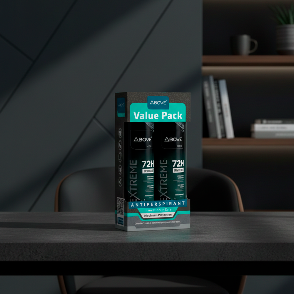 Above Men Extreme Black Invisible Dry Protection 72h Antiperspirant Spray Value Pack x2