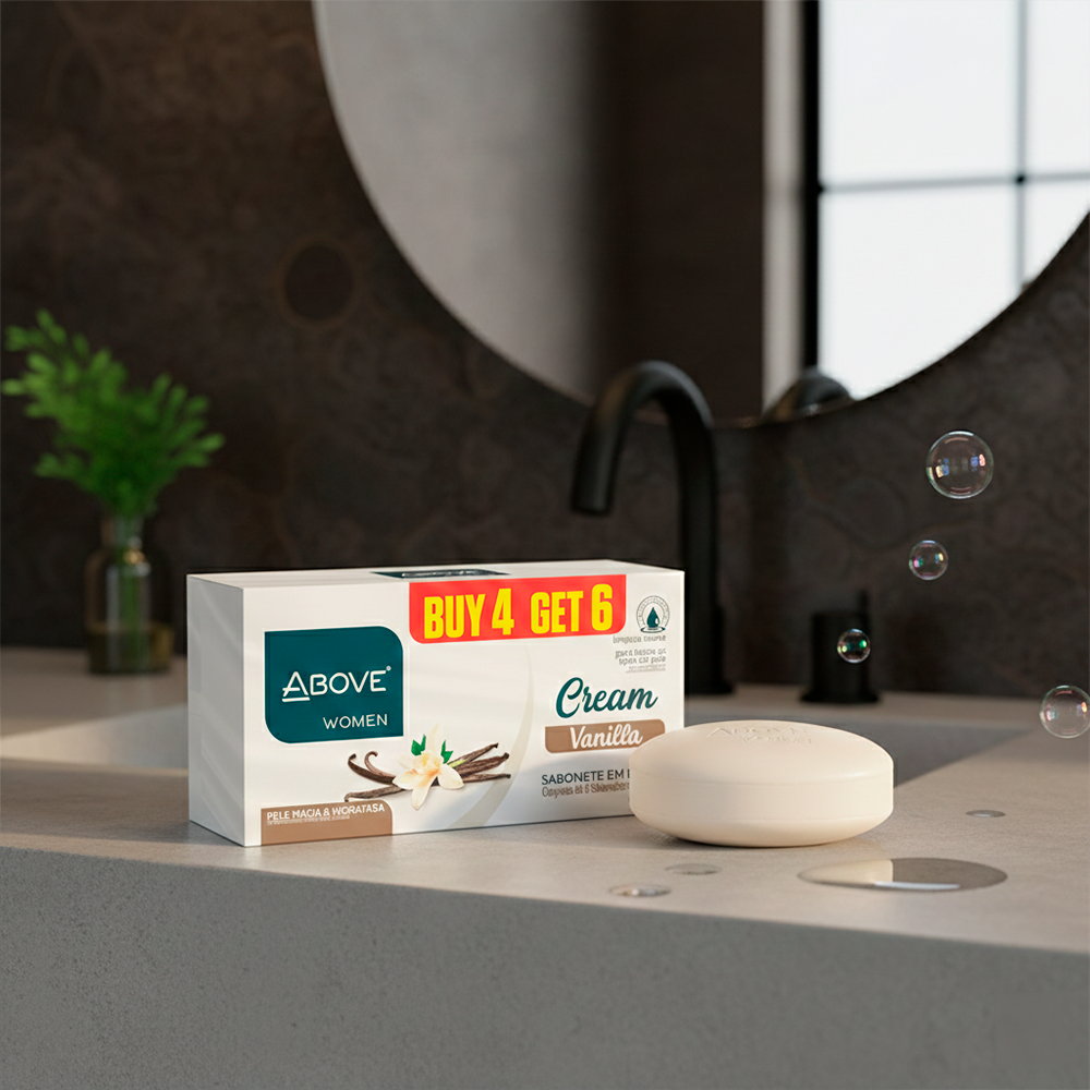 Above Women Cream Vanilla Gentle Cleansing Bar Soap Pack of 6 2.65 oz